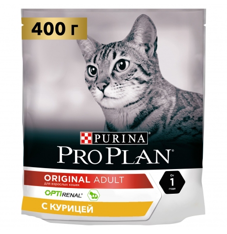 PRO PLAN ORIGINAL ADULT Сухой корм для взрослых кошек, с курицей, 400г