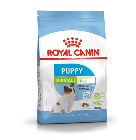 Royal Canin X-Small Puppy 
Сухой корм полнорационный для щенков очень мелких собак (вес взрослой собаки до 4 кг) в возрасте до 10 месяцев