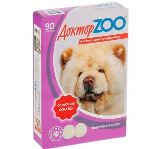 Доктор ZOO, витамины для собак со вкусом лосося и биотином, уп. 90 табл.