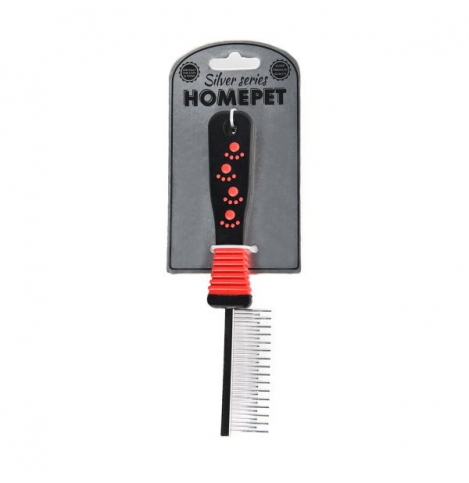 HOMEPET SILVER SERIES 21 см х 2,5 см 31 зуб расческа с переменными зубьями металлическая