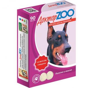 Доктор ZOO, витамины для собак со вкусом говядины и биотином, уп. 90 табл.
