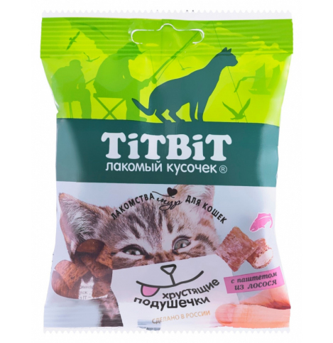 TiTBiT Хрустящие подушечки для кошек с паштетом из лосося 30 г