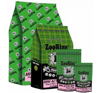 ZOORING MINI ACTIVE DOG УТКА И РИС С ГЛЮКОЗАМИНОМ И ХОНДРОИТИНОМ Сухой корм для взрослых активных собак мелких и средних пород, 700г