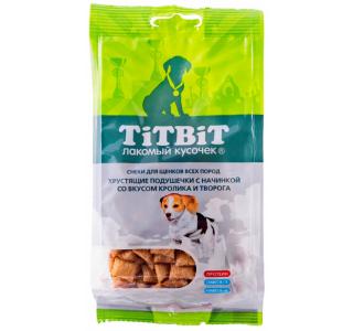 TiTBiT Хрустящие подушечки с начинкой со вкусом кролика и творога для щенков, 95 г