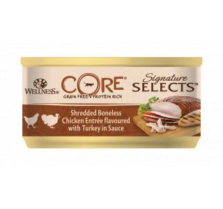 CORE SIGNATURE SELECTS консервы из курицы с индейкой в виде фарша в соусе для кошек, 79г