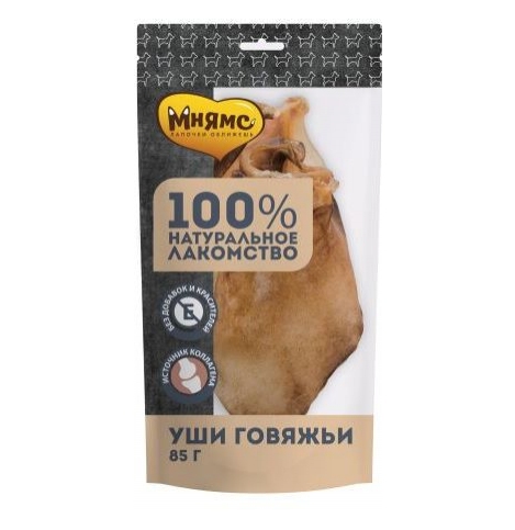 Мнямс Лакомство для собак Уши говяжьи, 85г