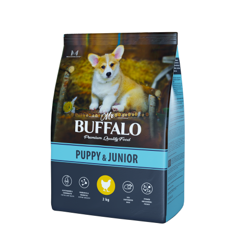 MR. BUFFALO PUPPY & JUNIOR С КУРИЦЕЙ Сухой корм для щенков и юниоров средних и крупных пород, 2 кг