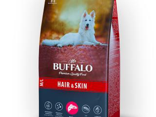 MR. BUFFALO HAIR & SKIN С ЛОСОСЕМ Сухой корм для взрослых собак всех пород для здоровой кожи и красивой шерсти, 800 г