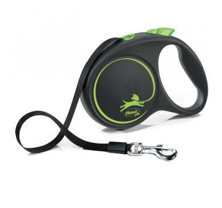Flexi Рулетка Black Design L (до 50 кг) 5 м лента черный/зеленый