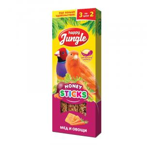 Happy Jungle Палочки для канареек и экзотических птиц мед+овощи, 3 шт, 12г