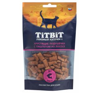TiTBiT Хрустящие подушечки для кошек с паштетом из лосося 60 г