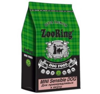ZOORING MINI SENSIBLE DOG (Сухой корм для взрослых собак мелких и средних пород, привередливых к вкусу пищи) индейка и рис, 700 гр