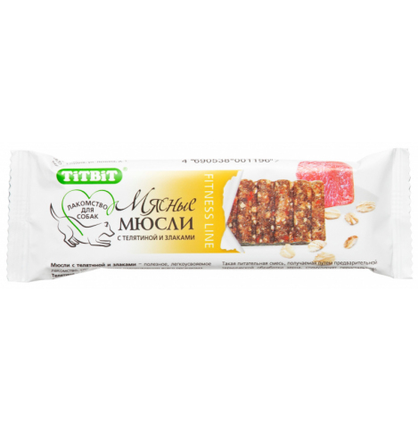 TiTBiT Мюсли Fitness с телятиной и злаками, 1 штука