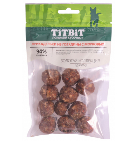 TiTBiT Фрикадельки из говядины с морковью для собак Золотая коллекция 70 г
