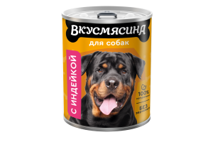 Вкусмясина Консервы с индейкой для собак крупных пород, 850г