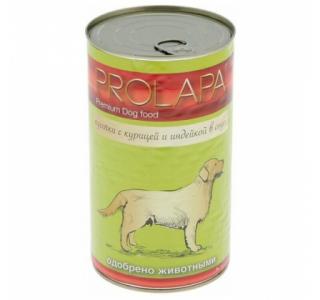 Prolapa Premium Консервы для собак с курицей и индейкой кусочки в соусе, 850г