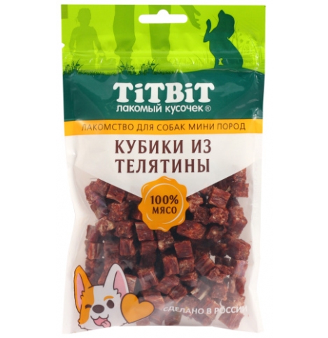 TiTBiT Кубики из телятины лакомство для собак мини пород 100 г
