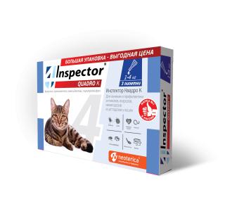 Inspector Quadro К, капли для кошек 1-4кг, 3 пипетки