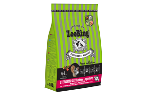 ZooRing STERILIZED CAT TURKEY LINGONBERRY Индейка с брусникой. Полнорационный сухой корм для стерилизованных кошек и кастрированных котов, 400г