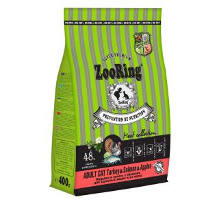 ZooRing ADULT CAT TURKEY SALMON APPLES Индейка и лосось с яблоками. Полнорационный сухой корм для взрослых кошек всех пород, 400г