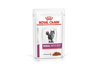 Royal Canin Renal с говядиной (в соусе) Консервированный корм для взрослых кошек с говядиной для поддержания функции почек при острой или хронической почечной недостаточности, 85г