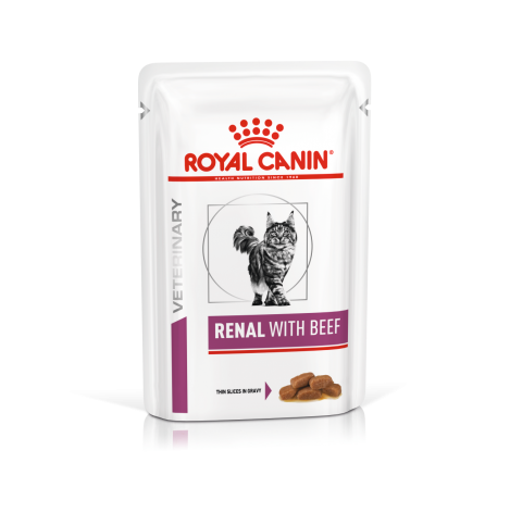 Royal Canin Renal с говядиной (в соусе) Консервированный корм для взрослых кошек с говядиной для поддержания функции почек при острой или хронической почечной недостаточности, 85г