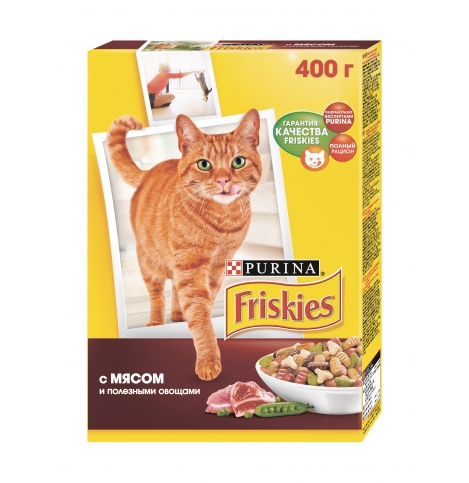 Friskies Сухой корм  для взрослых кошек, мясо с овощами, 400 г