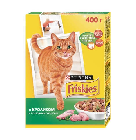 Friskies Сухой корм для взрослых кошек, кролик с овощами, 400 г