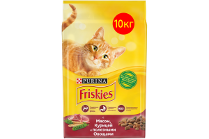 Friskies сухой корм для взрослых кошек, мясо с овощами, 100 г (весовой)