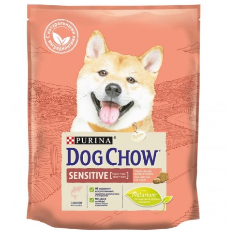 Dog Chow Sensitive (Сухой корм для взрослых собак с чувствительным пищеварением) с лососем, 800 гр