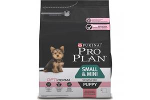 Pro Plan OPTIDERMA SMALL&MINI PUPPY SENSITIVE SKIN (Сухой корм для щенков мелких и карликовых пород) с высоким содержанием лосося, 700 гр