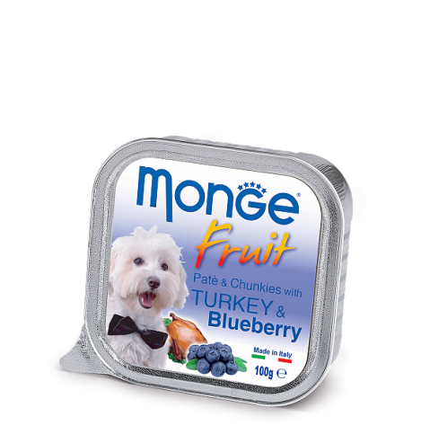 Monge Fruit PATE & CHUNKIES with TURKEY & BLUEBERRY (Паштет для собак из индейки с черникой), 100 г