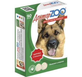 Доктор ZOO, витамины для собак "ЗДОРОВЬЕ И КРАСОТА" с L-карнитином, уп. 90 табл.