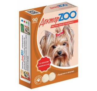 Доктор ZOO, витамины для собак со вкусом копченостей и биотином, уп. 90 табл.