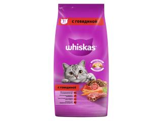 WHISKAS для кошек «Вкусные подушечки с нежным паштетом", Сухой корм с говядиной, 100г (весовой)