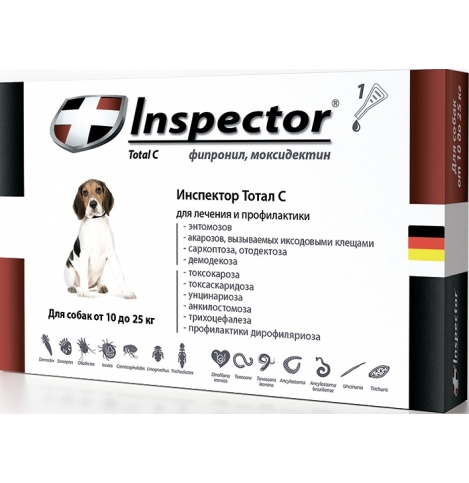 Inspector Total C, капли для собак от 10 до 25 кг, 1 пипетка