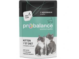 ProBalance Kitten 1'st Diet для котят с 2-х мес., беременных и кормящих кошек, с кроликом в желе, 85г