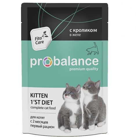 ProBalance Kitten 1'st Diet для котят с 2-х мес., беременных и кормящих кошек, с кроликом в желе, 85г