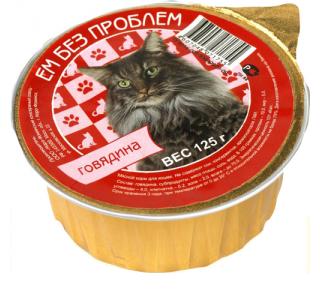 Ем Без Проблем Консервированный корм для кошек, говядина 125гр.