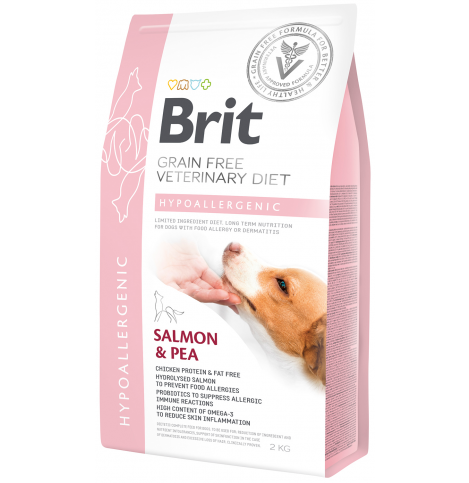 Brit Veterinary Diet Dog Grain Free Hypoallergenic (гипоаллергенная диета)  Сухой корм для собак с лососем и горохом, 2 кг