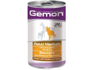 GEMON DOG MEDIUM консервы для взрослых собак средних пород, с курицей и индейкой, 1,250 кг