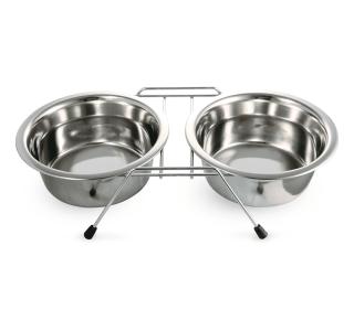 TRIOL Миска 9001 металлическая на подставке, 2*0,20л