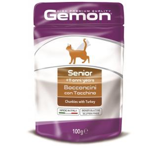 GEMON Cat Pouch паучи для пожилых кошек, кусочки индейки, 100 г