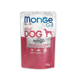 Monge GRILL POUCH MANZO, Паучи для взрослых собак с говядиной, 100 г
