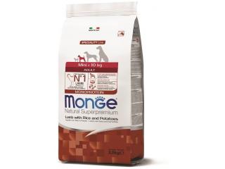 Monge Dog Monoprotein Mini корм для взрослых собак мелких пород ягненок с рисом и картофелем 2,5 кг