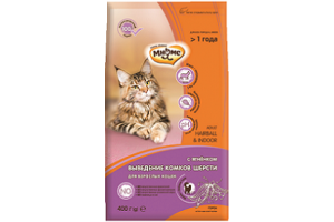 Мнямс Сухой корм HAIRBALL&INDOOR с ягнёнком для домашних взрослых
кошек (старше 1 года) выведение комков шерсти, 400г