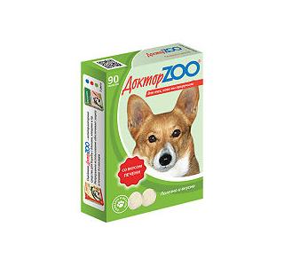 Доктор ZOO, витамины для собак со вкусом печени и биотином, уп. 90 табл.