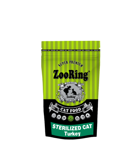 ZooRing Корм для кошек STERILIZED CAT Turkey Индейка - для стерилизованных кошек и кастрированных котов всех пород, 350г