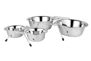 Зооник Миски на низкой подставке 2х0,35л (никель)