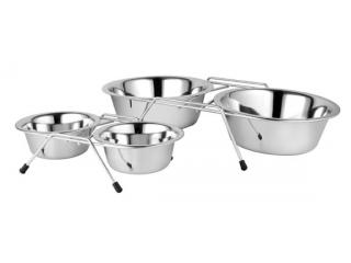 Зооник Миски на низкой подставке 2х0,35л (никель)